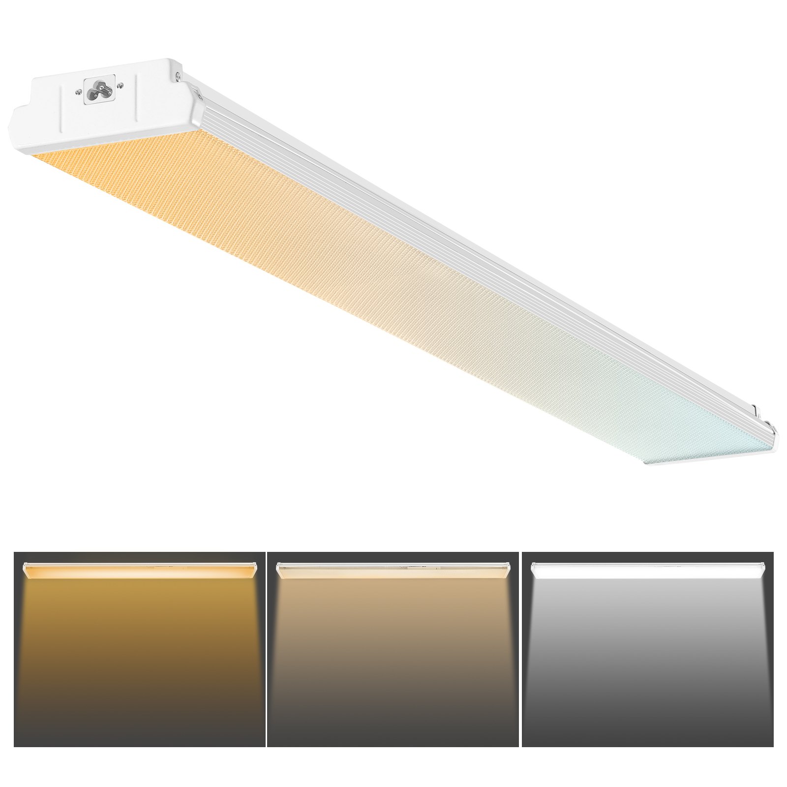 VEVOR 4FT LED Wraparound Light, 50W, 5500LM Flush Mount LED Shop Light, 3000K/4000K/5000K Adjustable LED Kitchen Ceiling Lighting Fixtures for Garage Office Laundry Fluorescent Tube Replacement, FCC