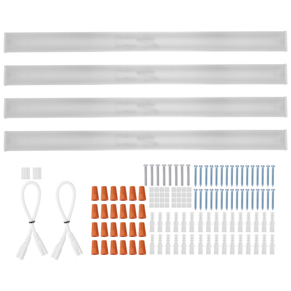 VEVOR 8FT LED Wraparound Light, 110W 10,000LM, Flush Mount LED Shop Light, 4 Pack 6500K Daylight LED Kitchen Ceiling Lighting Fixtures, for Garage Office Laundry Fluorescent Tube Replacement, ETL