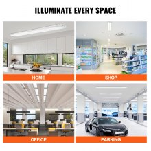 VEVOR Luz LED envolvente de 8 pies, 110 W 10 000 lm, luz LED de montaje empotrado para tienda, paquete de 4 accesorios de iluminación de techo de cocina LED de luz diurna de 6500 K, para garaje, oficina, lavandería, reemplazo de tubo fluorescente, ETL