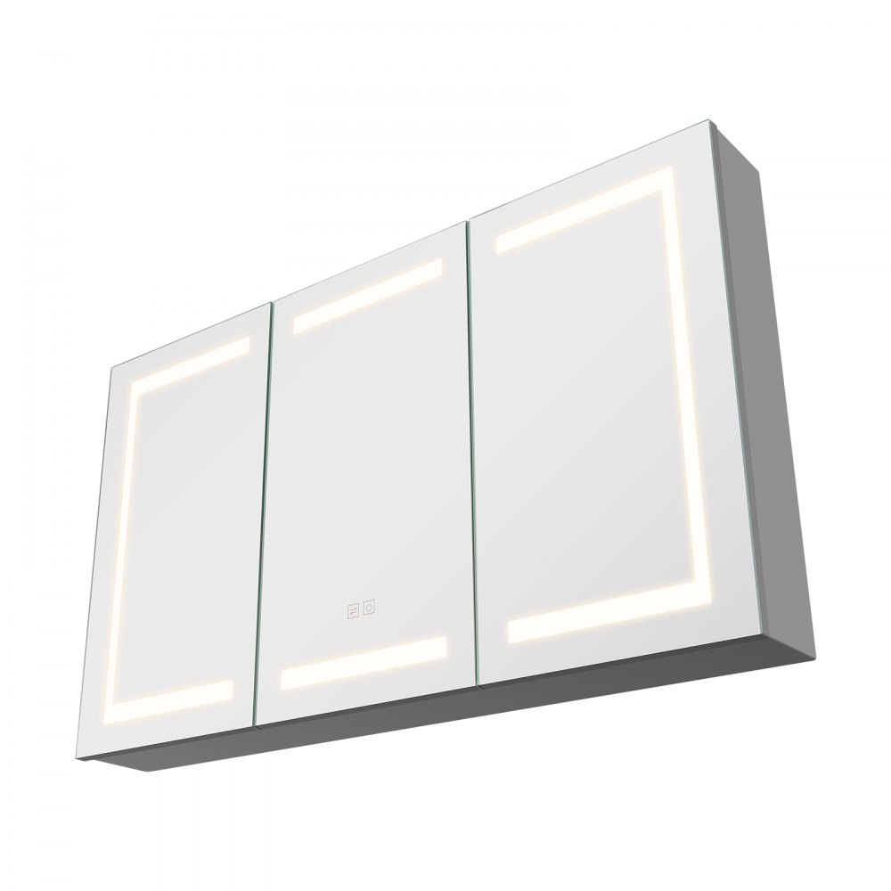 VEVOR Lighted Medicine Cabinet with Mirror, 100 x 60 cm Wall-Mounted, 3 Color Dimmable LED Bathroom Medicine Cabinet with Tempered Glass Mirror, Memory Function/2 Adjustable Shelves/ Outlets & USBs
