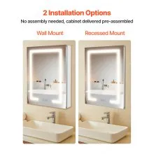 Lighted Medicine Cabinet with 2-Side Mirror 20 x 26 in Recessed Wall Mount