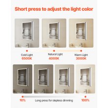 Lighted Mirror Medicine Cabinet 20x28" Sensor Light Recessed or Wall Mount