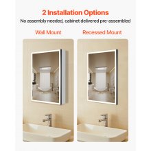 Lighted Mirror Medicine Cabinet 20x28" Sensor Light Recessed or Wall Mount