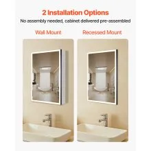 Lighted Mirror Medicine Cabinet 20x28" Sensor Light Recessed or Wall Mount
