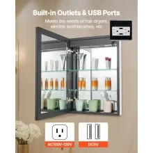 Lighted Mirror Medicine Cabinet 20x28" Sensor Light Recessed or Wall Mount