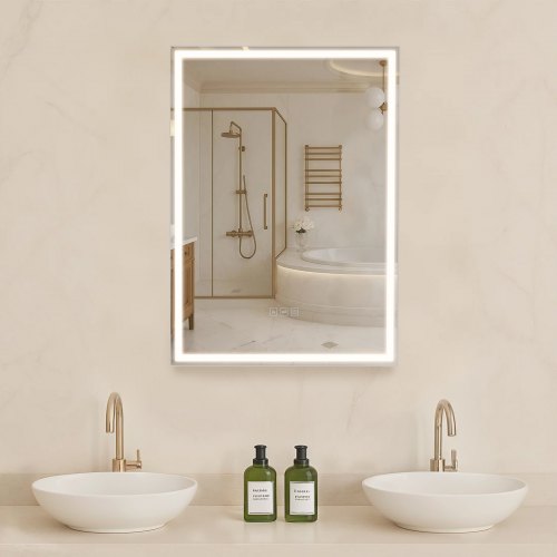 Lighted Mirror Medicine Cabinet 20x28" Bottom Lighting Recessed Wall Mount