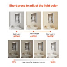Lighted Mirror Medicine Cabinet 20x28" Bottom Lighting Recessed Wall Mount