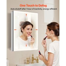 Lighted Mirror Medicine Cabinet 20x28" Bottom Lighting Recessed Wall Mount