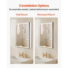 Lighted Mirror Medicine Cabinet 20x28" Bottom Lighting Recessed Wall Mount