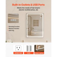 Lighted Mirror Medicine Cabinet 20x28" Bottom Lighting Recessed Wall Mount