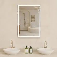 Lighted Mirror Medicine Cabinet 20x28" Bottom Lighting Recessed Wall Mount