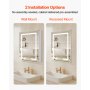Lighted Medicine Cabinet with HD Mirror 24 x 30 in Recessed or Wall Mount