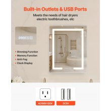 Lighted Medicine Cabinet with HD Mirror 24 x 30 in Recessed or Wall Mount