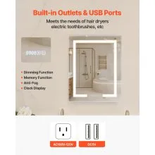 Lighted Medicine Cabinet with HD Mirror 24 x 30 in Recessed or Wall Mount