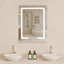 Lighted Medicine Cabinet with HD Mirror 24 x 30 in Recessed or Wall Mount