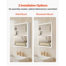 Lighted Medicine Cabinet with Magnifying Mirror 24x32" Recessed Wall Mount