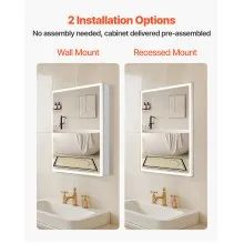 Lighted Medicine Cabinet with Magnifying Mirror 24x32" Recessed Wall Mount