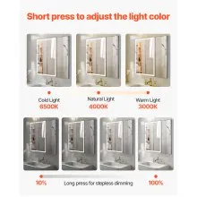 Lighted Medicine Cabinet 30 x 28" HD Tempered Glass Mirror Recessed Wall