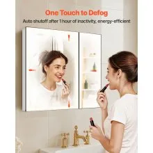 Lighted Medicine Cabinet 30 x 28" HD Tempered Glass Mirror Recessed Wall