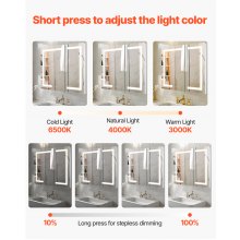 Lighted Medicine Cabinet 36 x 30" HD Tempered Glass Mirror Recessed Wall