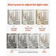Lighted Medicine Cabinet 36 x 30" HD Tempered Glass Mirror Recessed Wall
