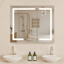 Lighted Medicine Cabinet 36 x 30" HD Tempered Glass Mirror Recessed Wall