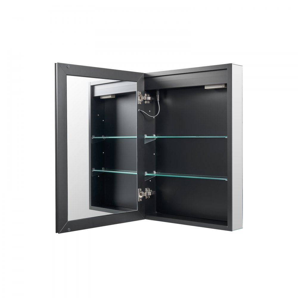 VEVOR Lighted Medicine Cabinet with Mirror, 50 x 70 cm Recessed or Wall Mount, 3 Color Dimmable LED Bathroom Medicine Cabinet with Bottom Lighting, Adjustable Shelve Storage, Memory Defog Function