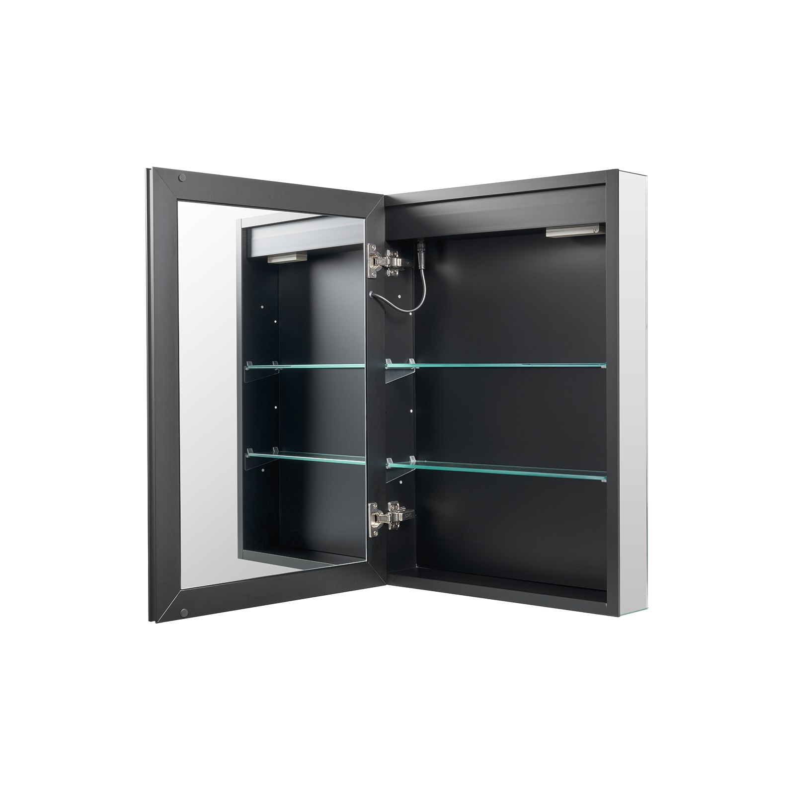 VEVOR Lighted Medicine Cabinet with Mirror, 50 x 70 cm Recessed or Wall Mount, 3 Color Dimmable LED Bathroom Medicine Cabinet with Bottom Lighting, Adjustable Shelve Storage, Memory Defog Function