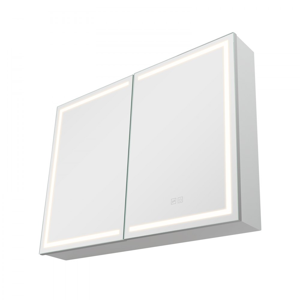 VEVOR Lighted Medicine Cabinet with Mirror, 60 x 80 cm Wall-Mounted, 3 Color Dimmable LED Bathroom Medicine Cabinet with HD Mirror, Memory Function/Adjustable Shelves Storage/ Outlets & USBs
