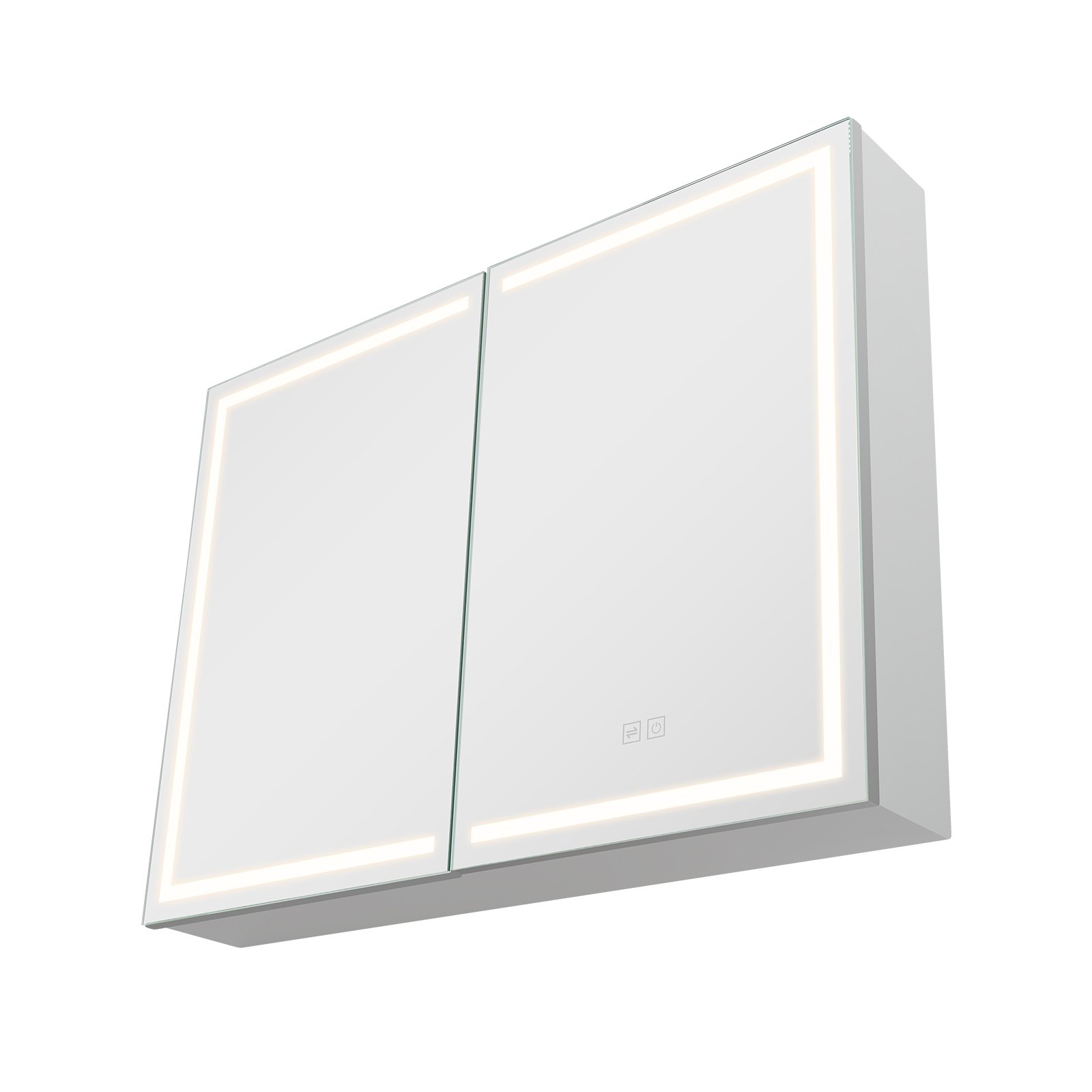 VEVOR Lighted Medicine Cabinet with Mirror, 60 x 80 cm Wall-Mounted, 3 Color Dimmable LED Bathroom Medicine Cabinet with HD Mirror, Memory Function/Adjustable Shelves Storage/ Outlets & USBs