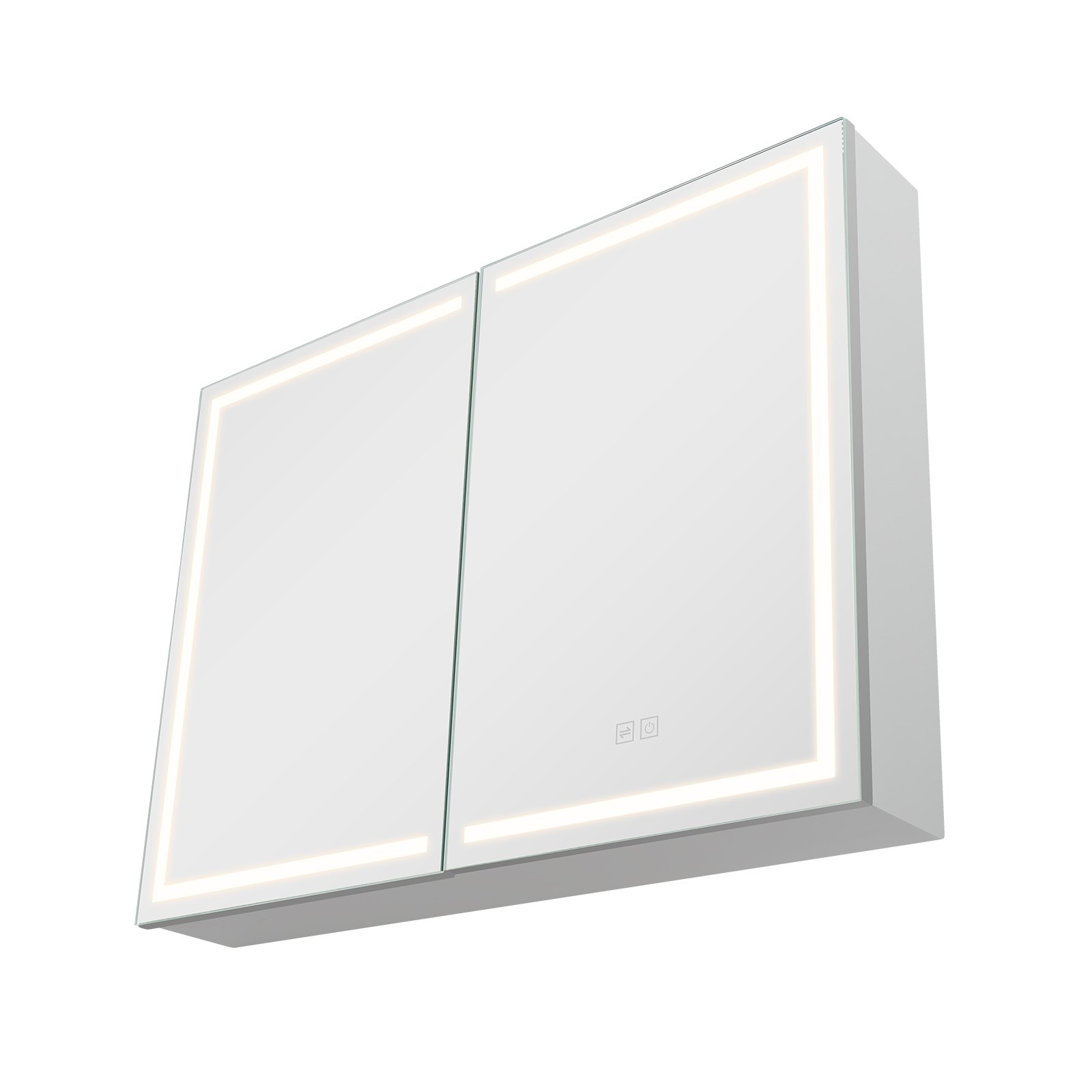 VEVOR Lighted Medicine Cabinet with Mirror, 60 x 80 cm Wall-Mounted, 3 Color Dimmable LED Bathroom Medicine Cabinet with HD Mirror, Memory Function/Adjustable Shelves Storage/ Outlets & USBs