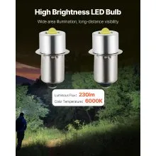 VEVOR LED Flashlight Bulbs P13.5S 4-12 Volt Maglight LED Bulbs for Flashlights