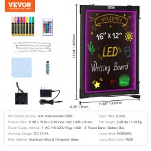 VEVOR LED Message Writing Board 16"x12" Illuminated Erasable Lighted Chalkboard