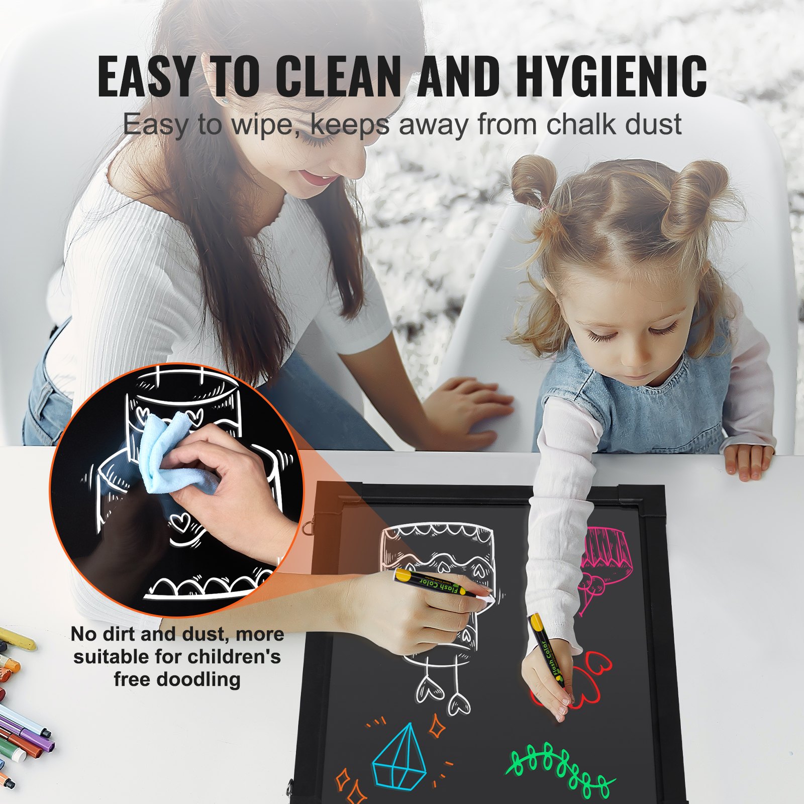 VEVOR LED Message Writing Board 40.6x30.5 cm Illuminated Erasable Lighted Chalkboard