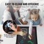 kids drawing on a VEVOR led message writing board, highlighting easy cleaning and dust-free use.