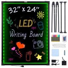 VEVOR LED Message Writing Board 32"x24" Illuminated Erasable Lighted Chalkboard