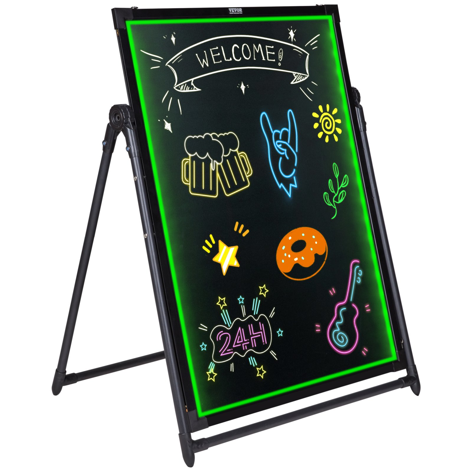 VEVOR LED Message Writing Board 81.3x61 cm Illuminated Erasable Lighted Chalkboard