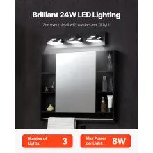 3-Light LED Modern Bathroom Vanity Light Fixtures 19.69-Inch Wall Light Fixtures
