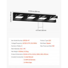 4-Light LED Modern Bathroom Vanity Light Fixtures 25.59-Inch Wall Light Fixtures
