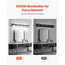 5-Light LED Modern Bathroom Vanity Light Fixtures 33.46-Inch Wall Light Fixtures