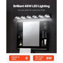 6-Light LED Modern Bathroom Vanity Light Fixtures 40.35-Inch Wall Light Fixtures