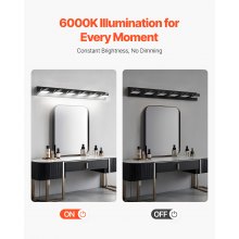 6-Light LED Modern Bathroom Vanity Light Fixtures 40.35-Inch Wall Light Fixtures