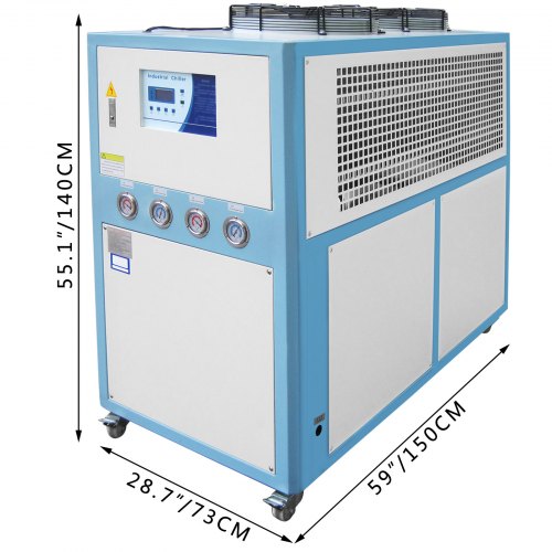 VEVOR 10 Tons Air-cooled Industrial Chiller 10HP Compressor Finned Condenser Micro-computer Control & 145L Stainless Steel Water Tank