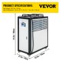 VEVOR Air Cooled Water Chiller 5 Ton Portable, 5Hp 53L Tank Industrial Chiller, Finned Condenser w/Micro-Computer Control, 15KW Cooling Capacity Stainless Steel Tank Chiller Machine for Cooling Water