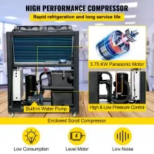 VEVOR Air-Cooled Chiller Industrial 5 Ton, 5HP Panasonic Compressor, Finned Condenser Portable Conditioner, Micro-Computer Control & Built-in 53L Stainless Steel Water Tank for Plastic Electric