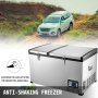 Vevor 106qt Chest Freezer Silver Deep Freezer Portable 2 Doors W/ Basket