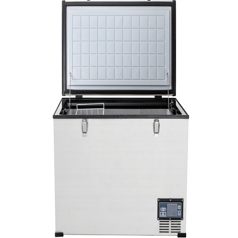 Vevor 4 Cu.ft. Chest Freezer Silver Deep Freezer Portable One Doors W/ Basket