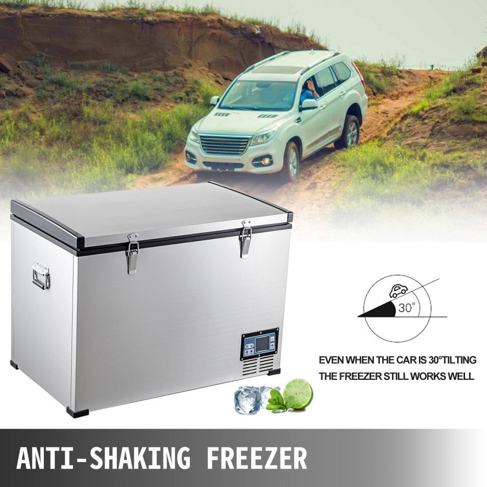Vevor 4 Cu.ft. Chest Freezer Silver Deep Freezer Portable One Doors W/ Basket