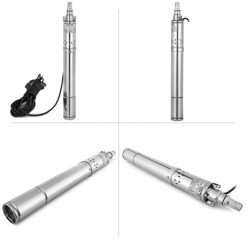 VEVOR Submersible Pump 220V 750W Electric Water Pump 1 HP Screw Submersible Pump 175m Max Head Centrifugal Pump 49 ft/15 m Cable Submersible Screw Pump