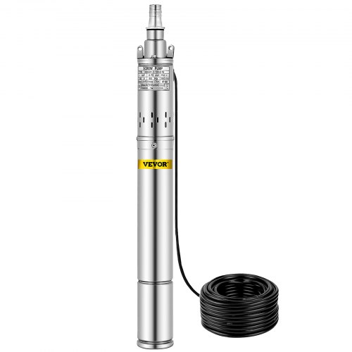 VEVOR Submersible Pump 220V 750W Electric Water Pump 1 HP Screw Submersible Pump 175m Max Head Centrifugal Pump 49 ft/15 m Cable Submersible Screw Pump